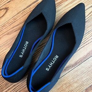 Rothy's Black Flats with Blue Accent